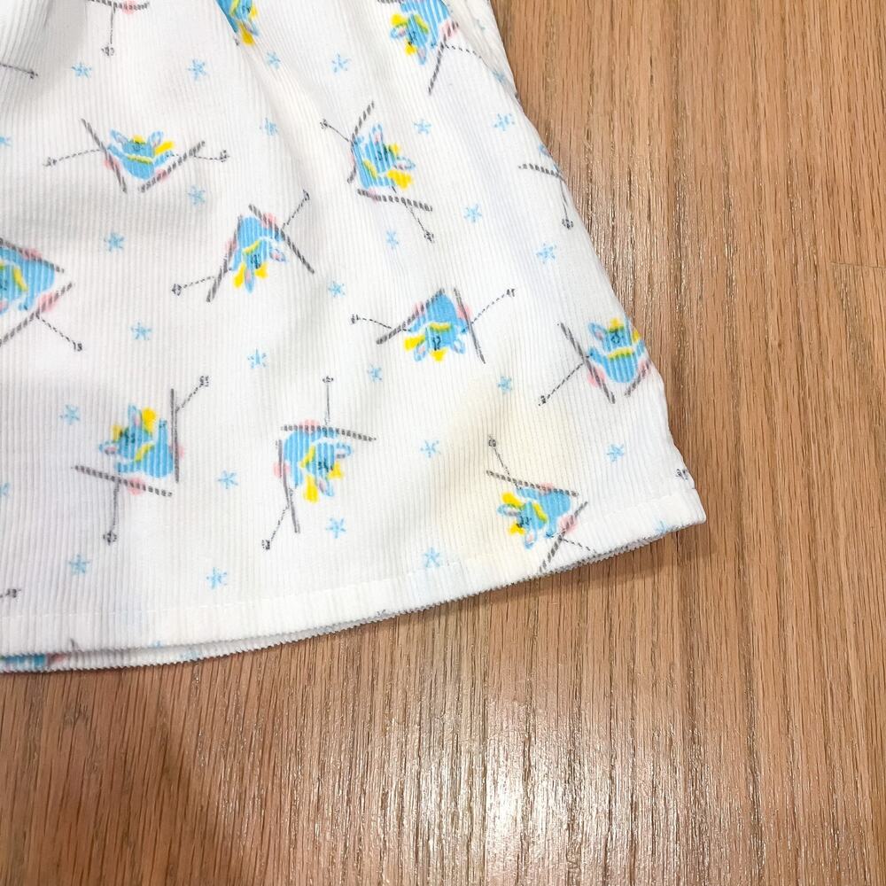 Vintage 4T OshKosh B'Gosh Baby Overall Skirt Ski Bunny White Corduroy USA - Picture 7 of 9